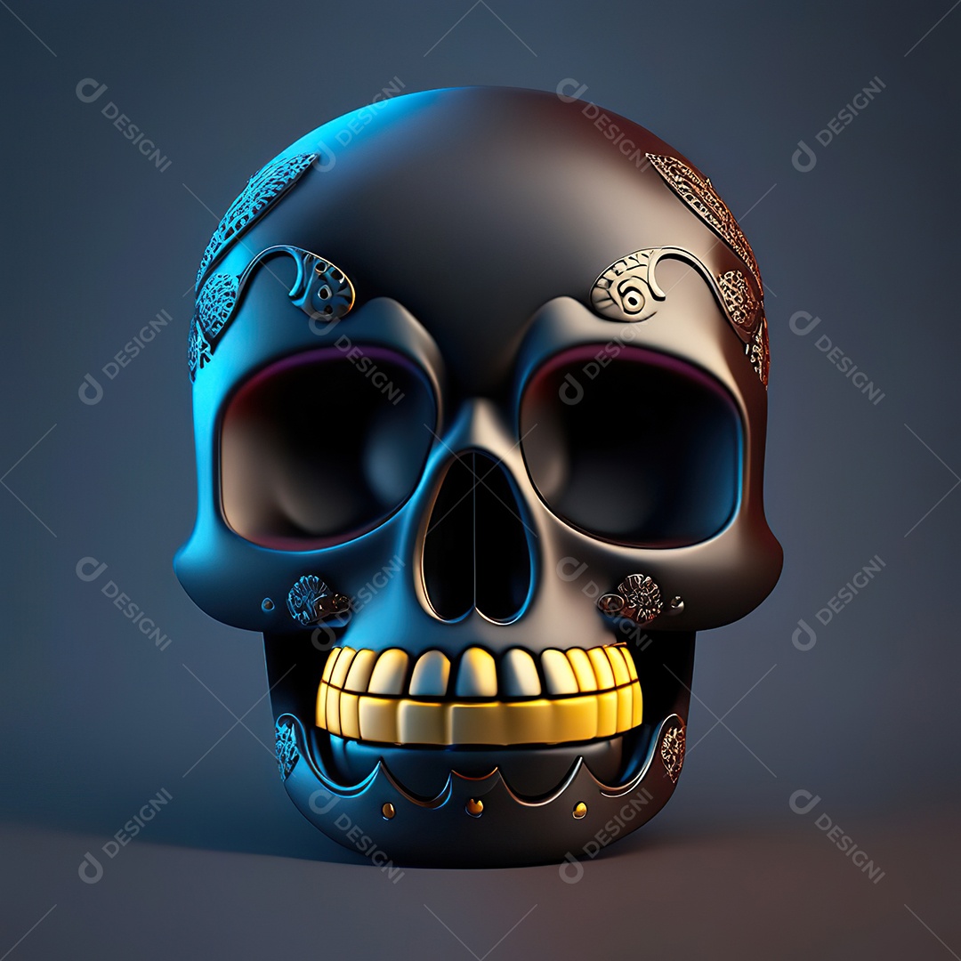 Caveira emoji engraçado altamente detalhado 8k