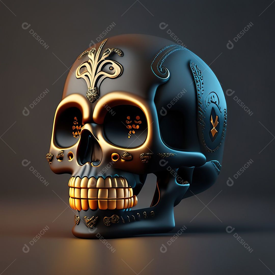 Caveira emoji engraçado altamente detalhado 8k