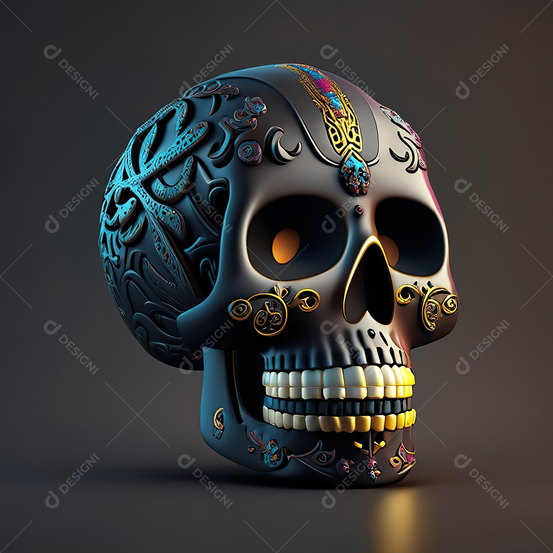 Caveira emoji engraçado altamente detalhado 8k