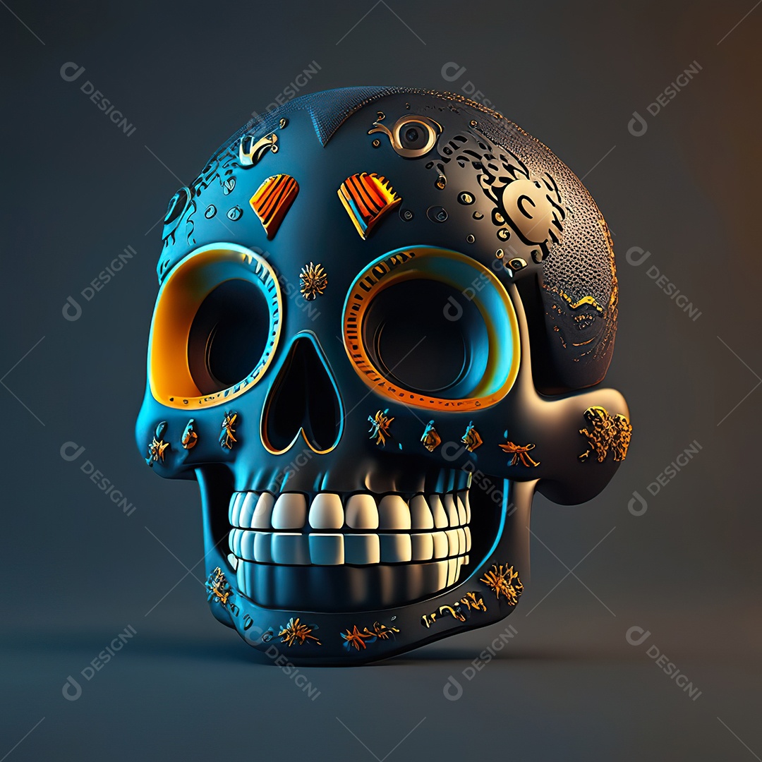 Caveira emoji engraçado altamente detalhado 8k