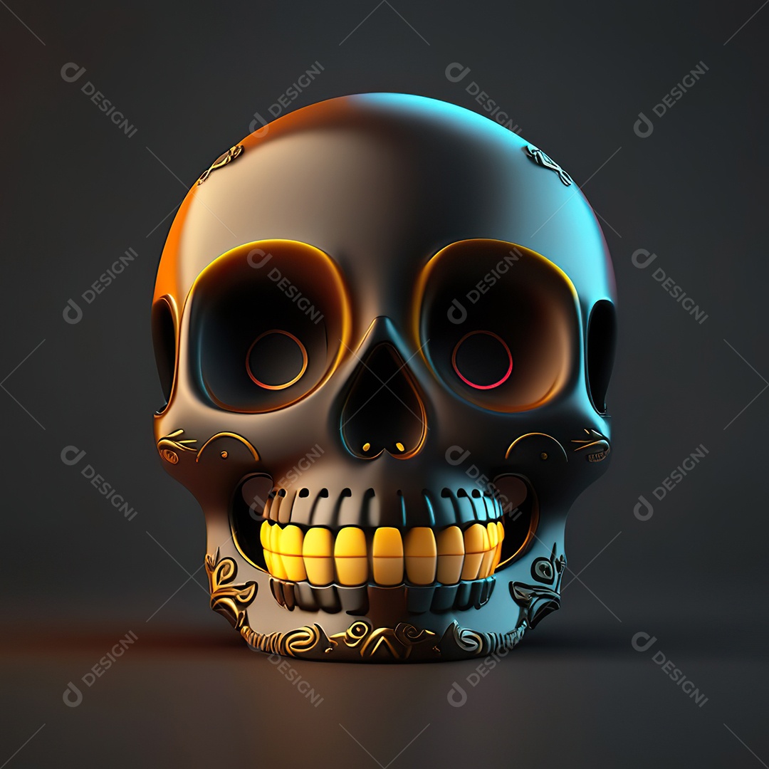 Caveira emoji engraçado altamente detalhado 8k