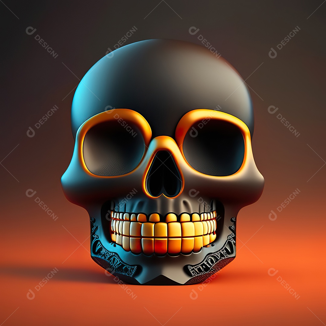 Caveira emoji engraçado altamente detalhado 8k