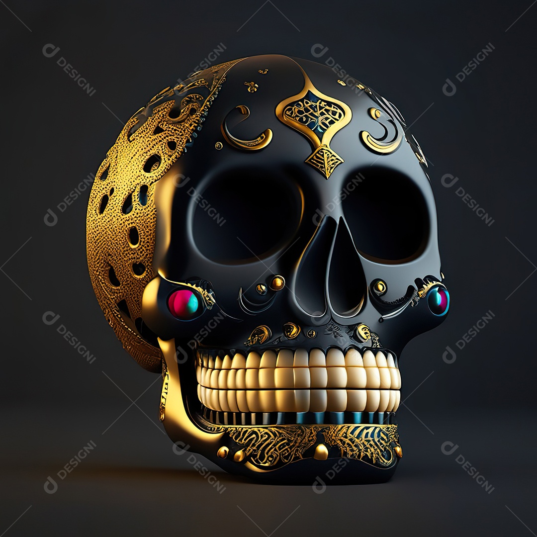 Caveira emoji engraçado altamente detalhado 8k