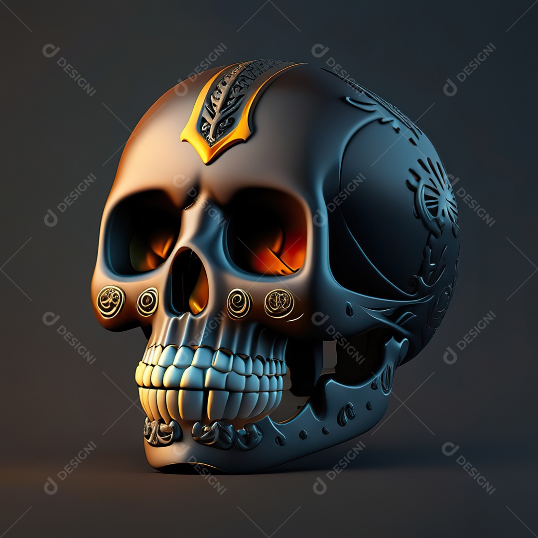 Caveira emoji engraçado altamente detalhado 8k