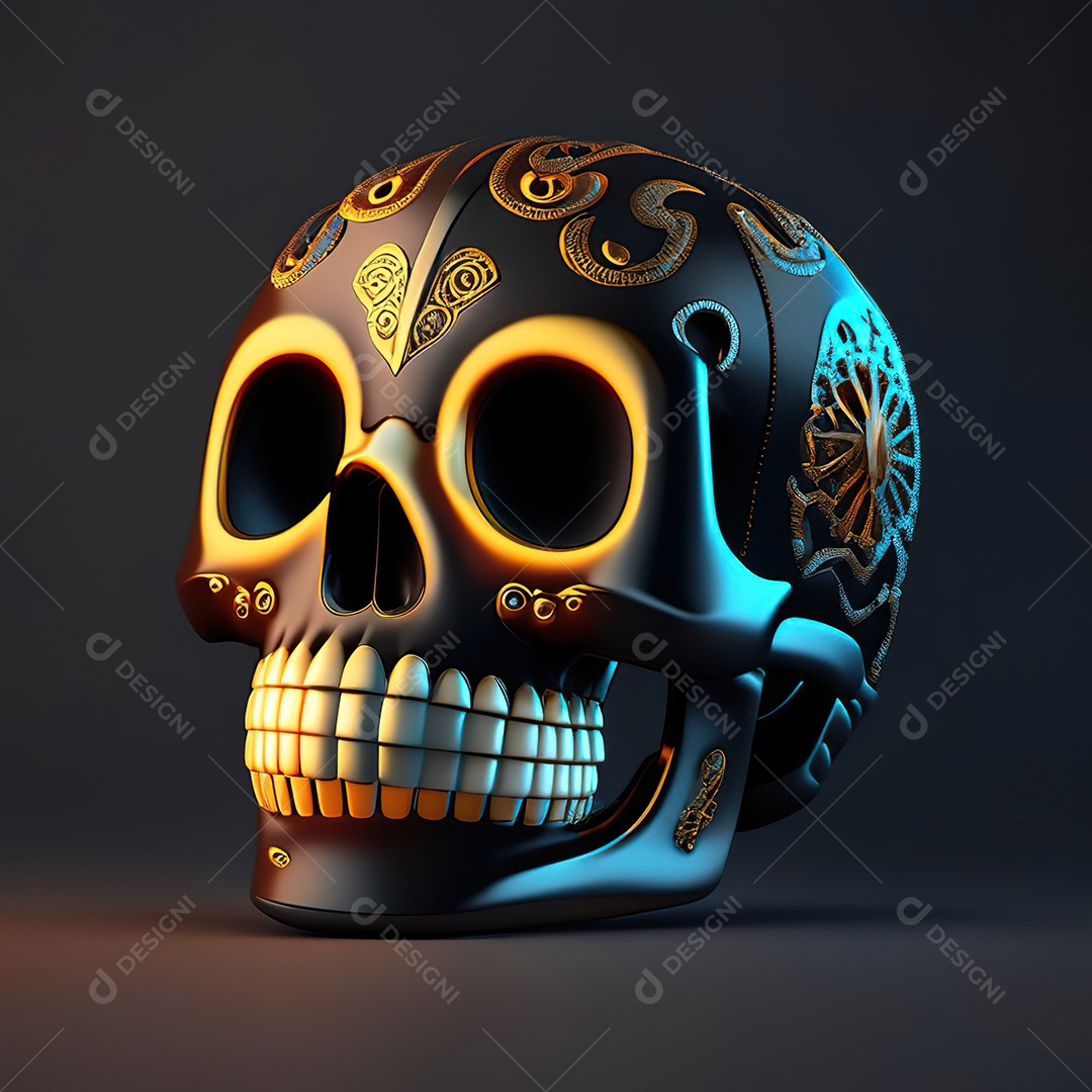 Caveira emoji engraçado altamente detalhado 8k