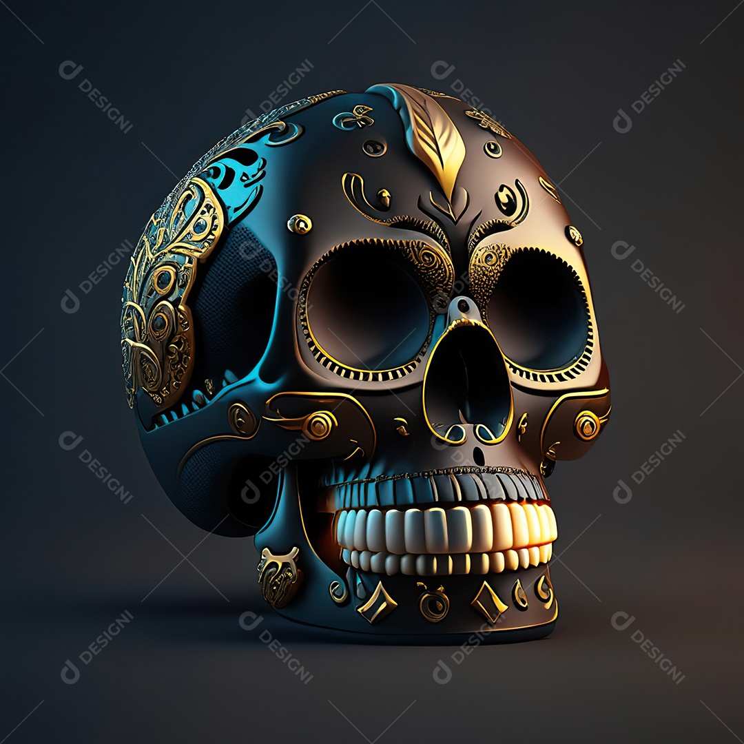 Caveira emoji engraçado altamente detalhado 8k