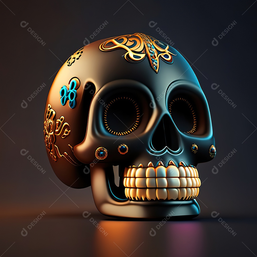 Caveira emoji engraçado altamente detalhado 8k