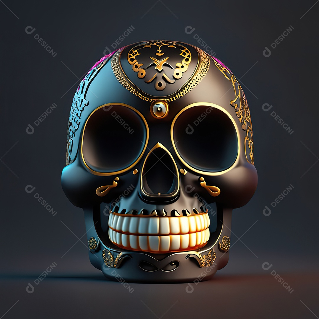 Caveira emoji engraçado altamente detalhado 8k