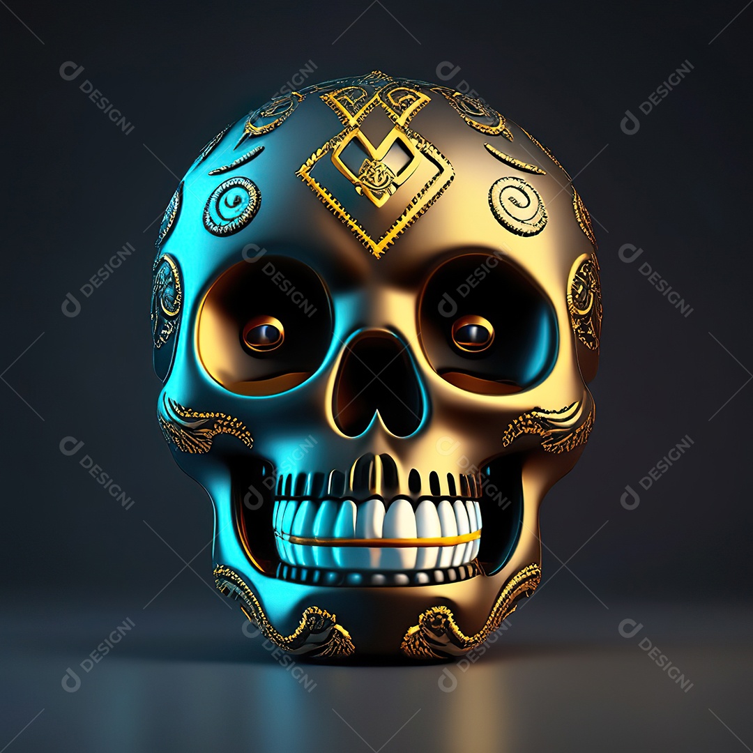 Caveira emoji engraçado altamente detalhado 8k