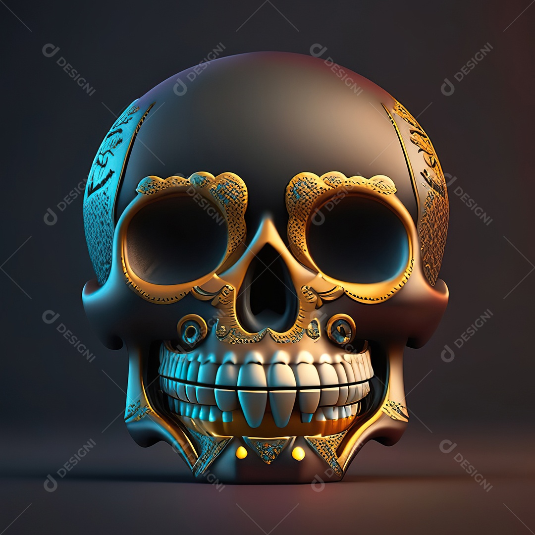 Caveira emoji engraçado altamente detalhado 8k