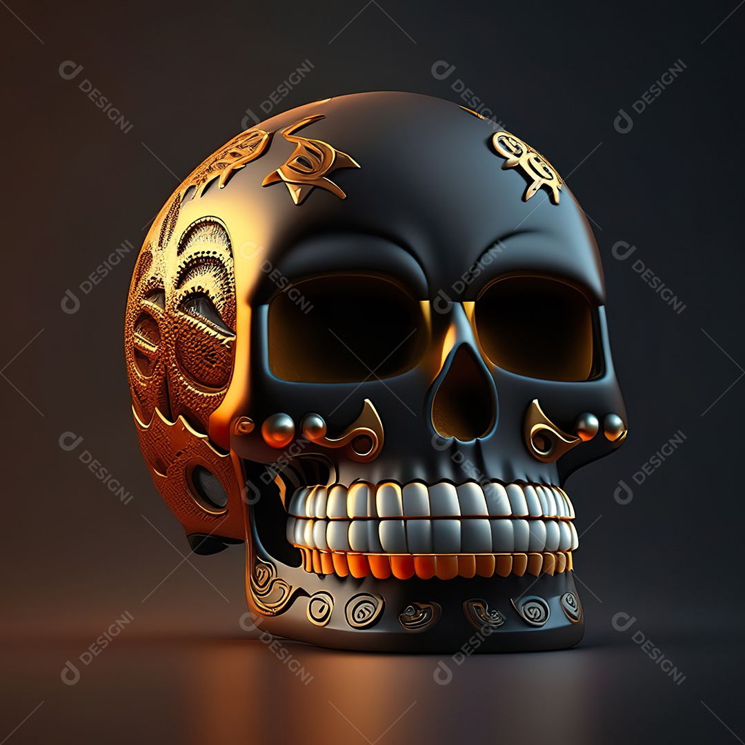 Caveira emoji engraçado altamente detalhado 8k