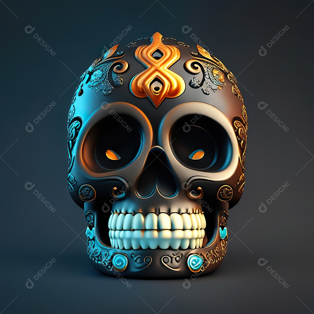 Caveira emoji engraçado altamente detalhado 8k