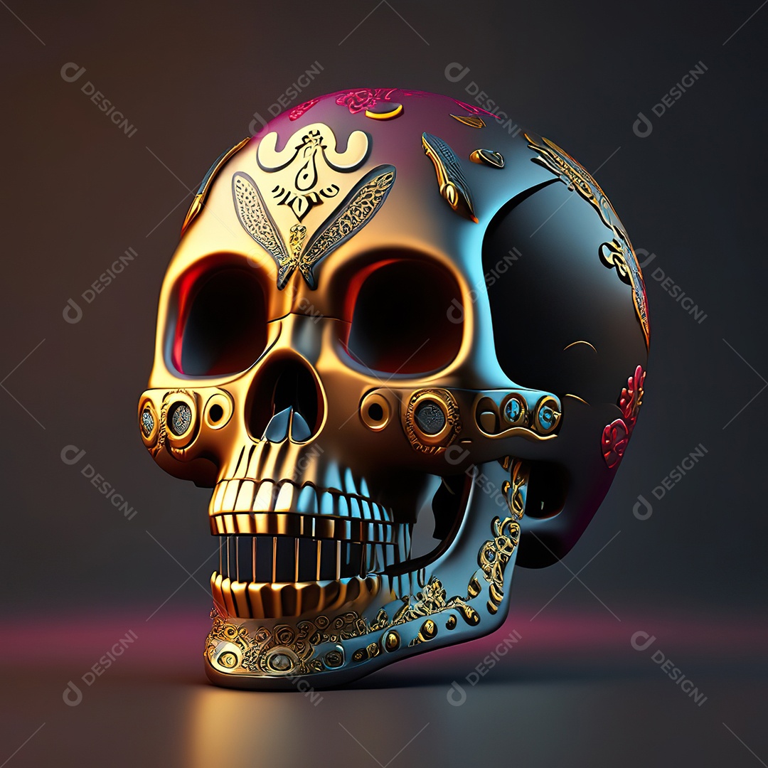 Caveira emoji engraçado altamente detalhado 8k