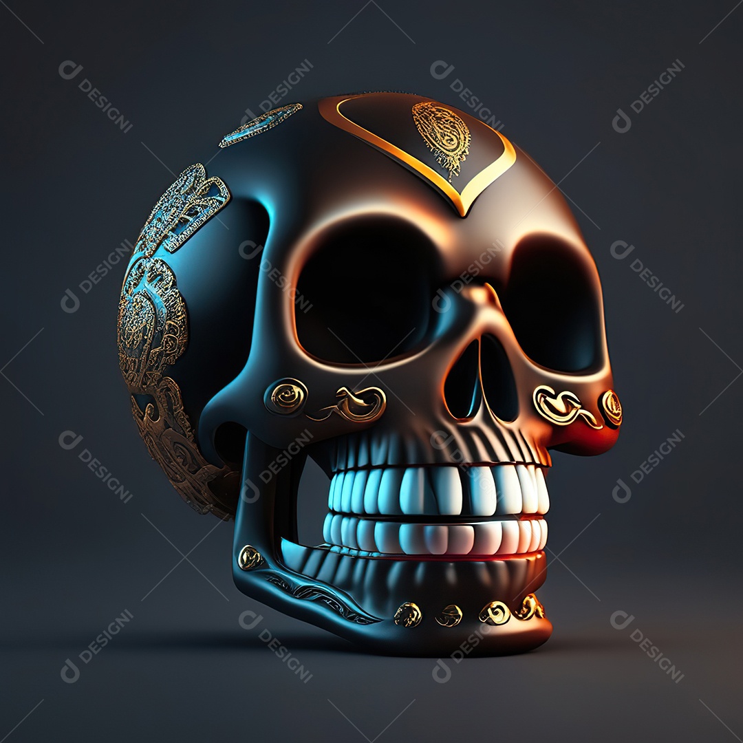 Caveira emoji engraçado altamente detalhado 8k