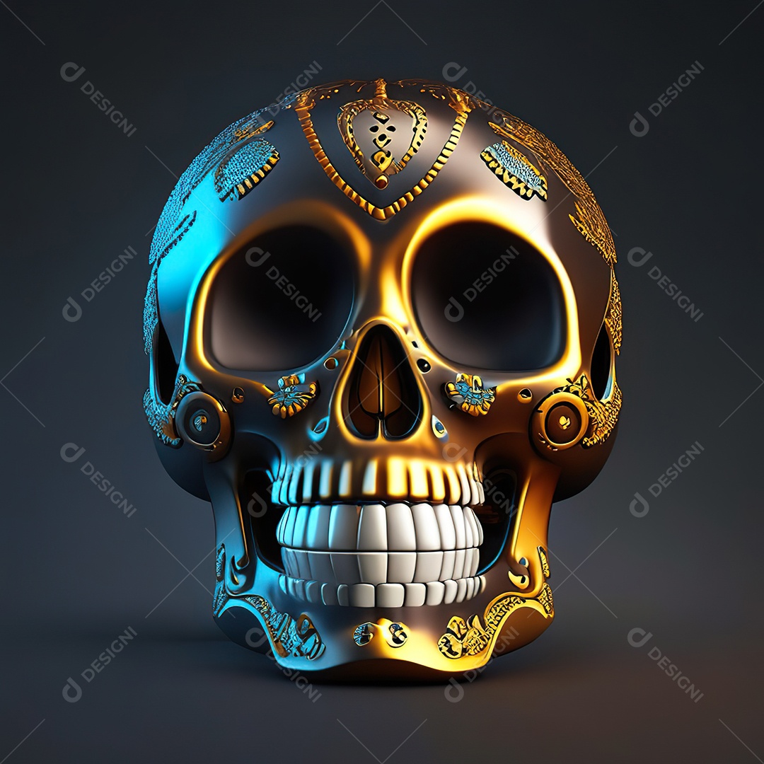 Caveira emoji engraçado altamente detalhado 8k