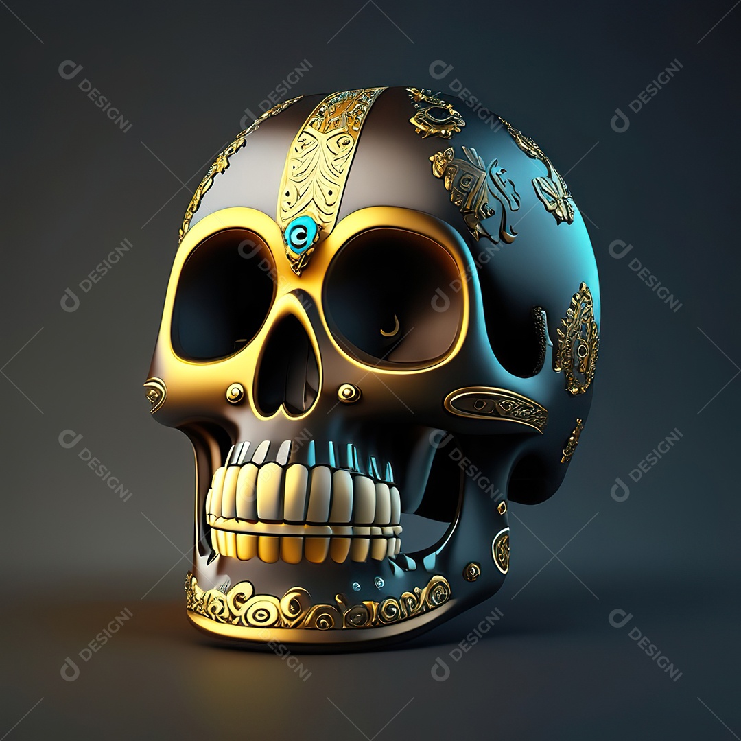 Caveira emoji engraçado altamente detalhado 8k