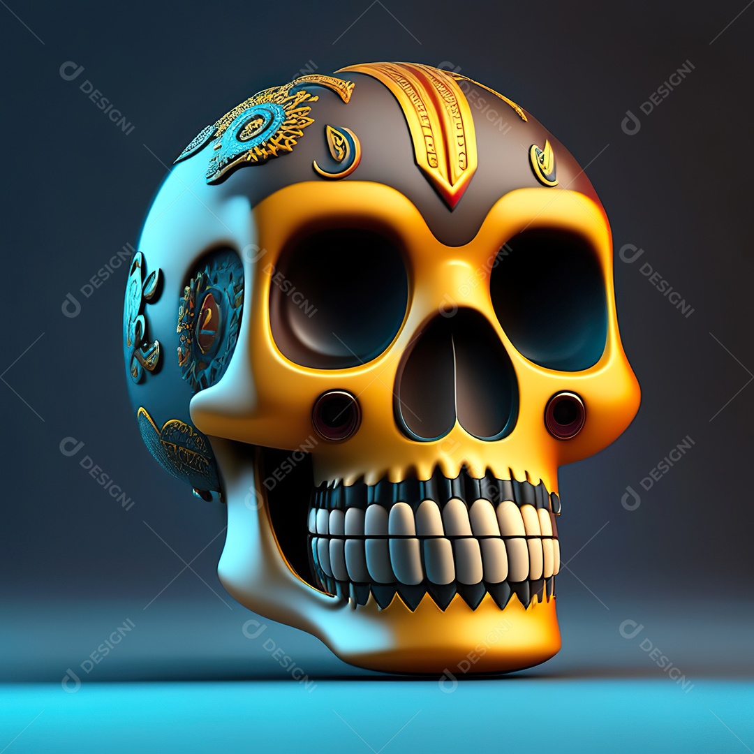 Caveira emoji engraçado altamente detalhado 8k