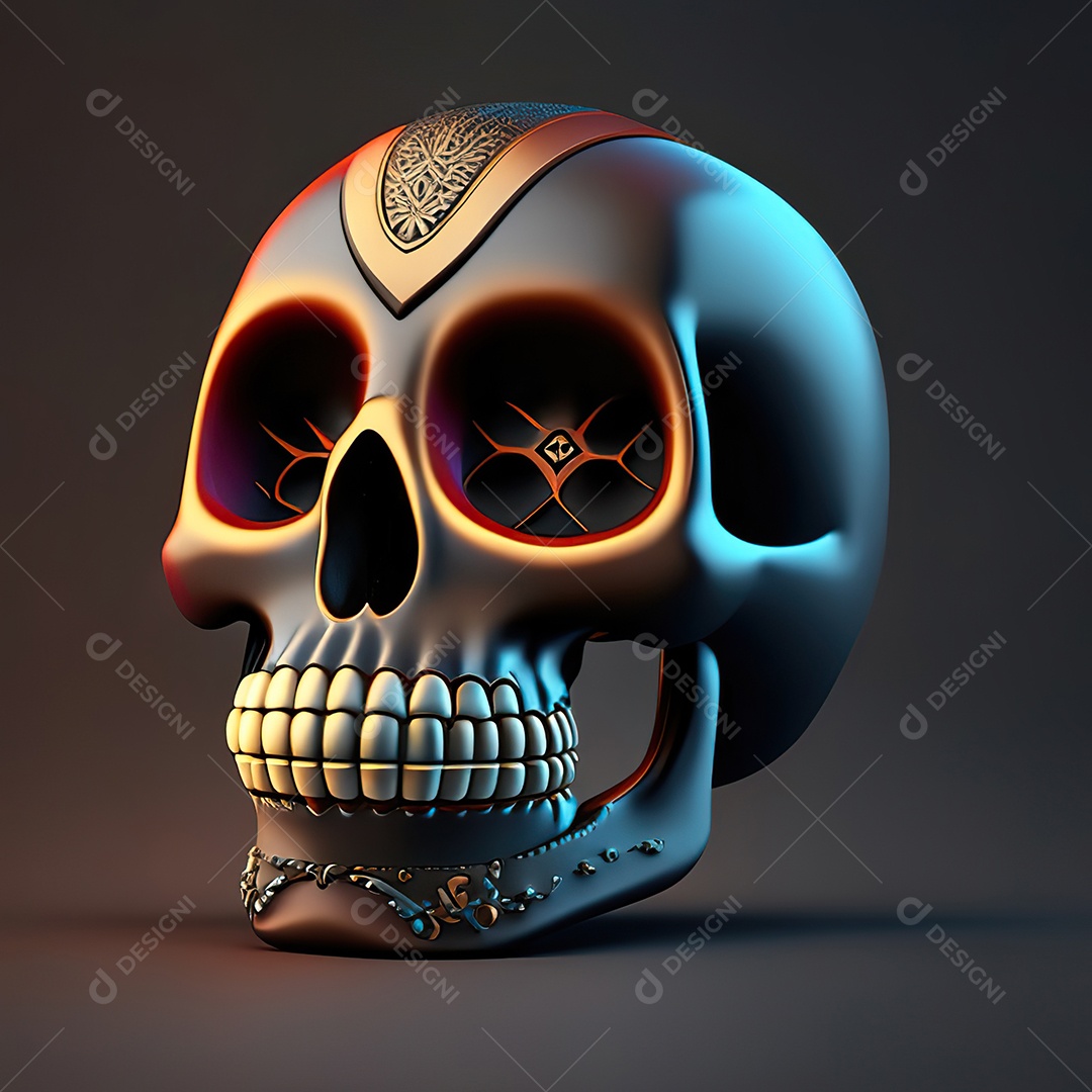 Caveira emoji engraçado altamente detalhado 8k