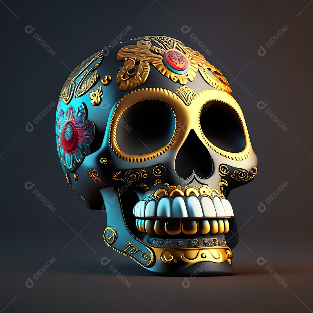 Caveira emoji engraçado altamente detalhado 8k