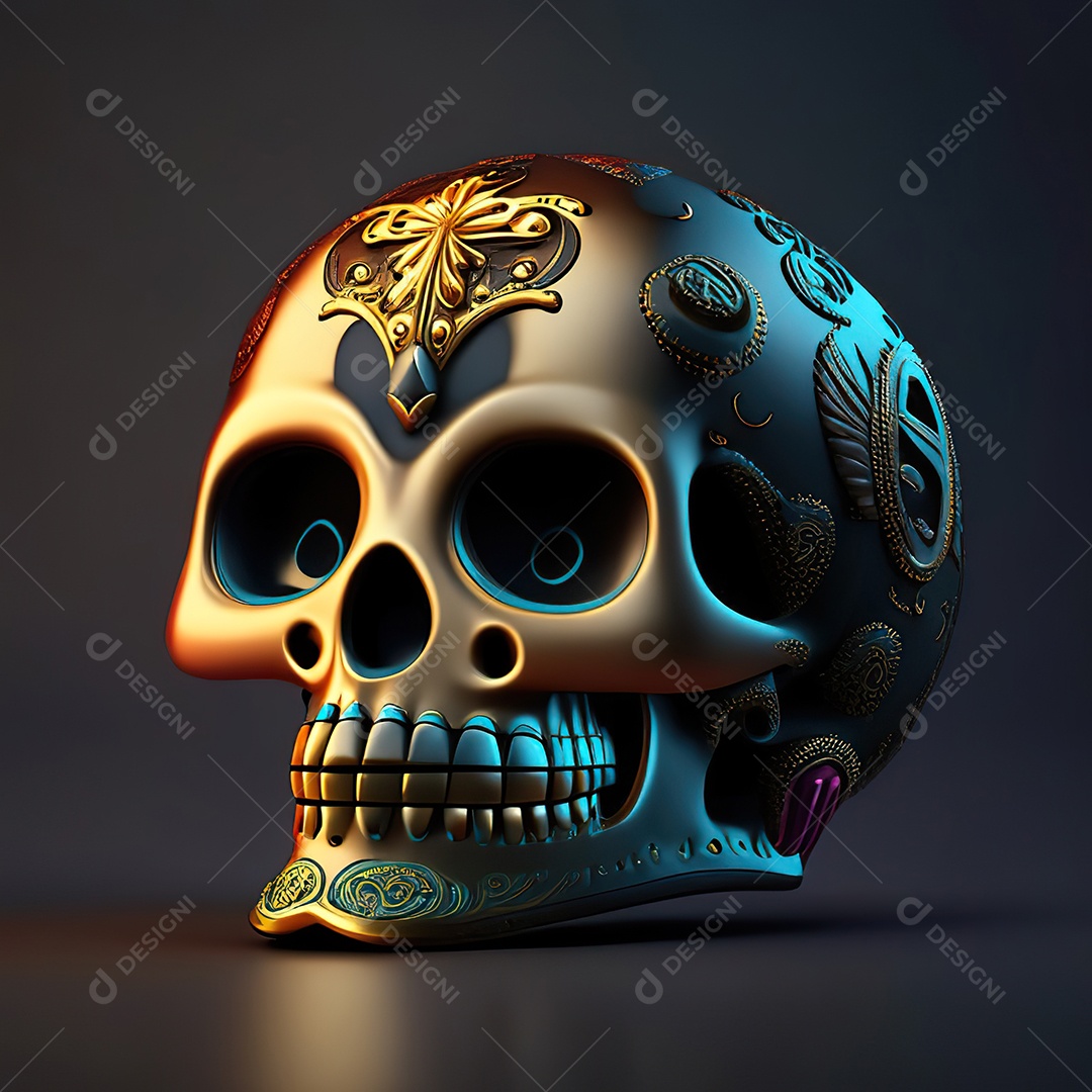 Caveira emoji engraçado altamente detalhado 8k