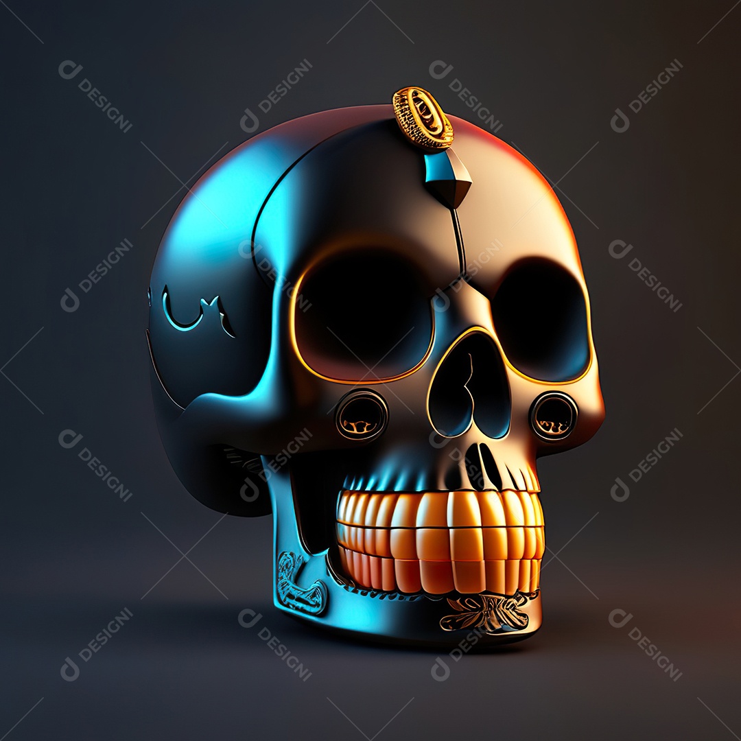 Caveira emoji engraçado altamente detalhado 8k