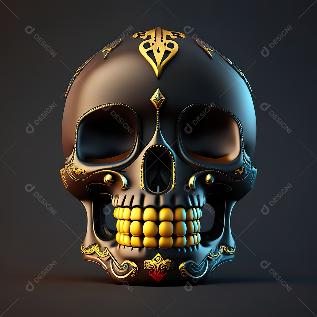 Caveira emoji engraçado altamente detalhado 8k