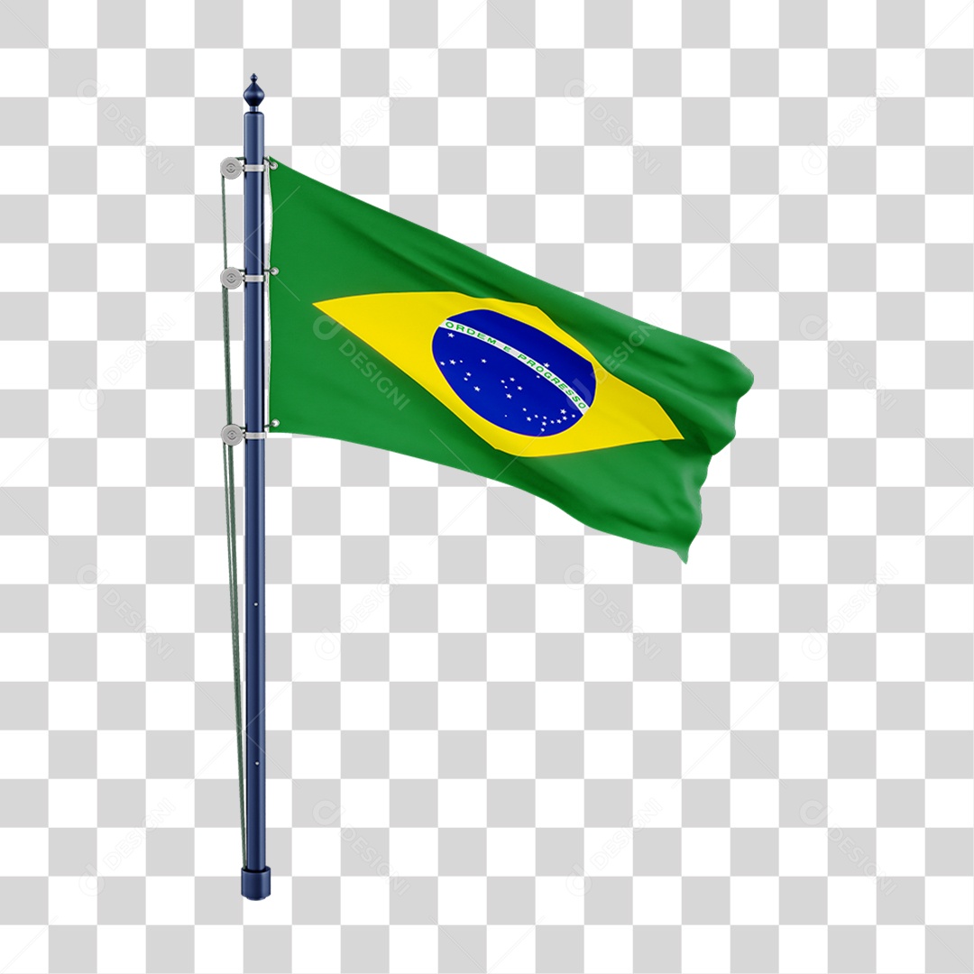 Elemento 3D 7 de Setembro Bandeira Mastro para Composição PNG Transparente