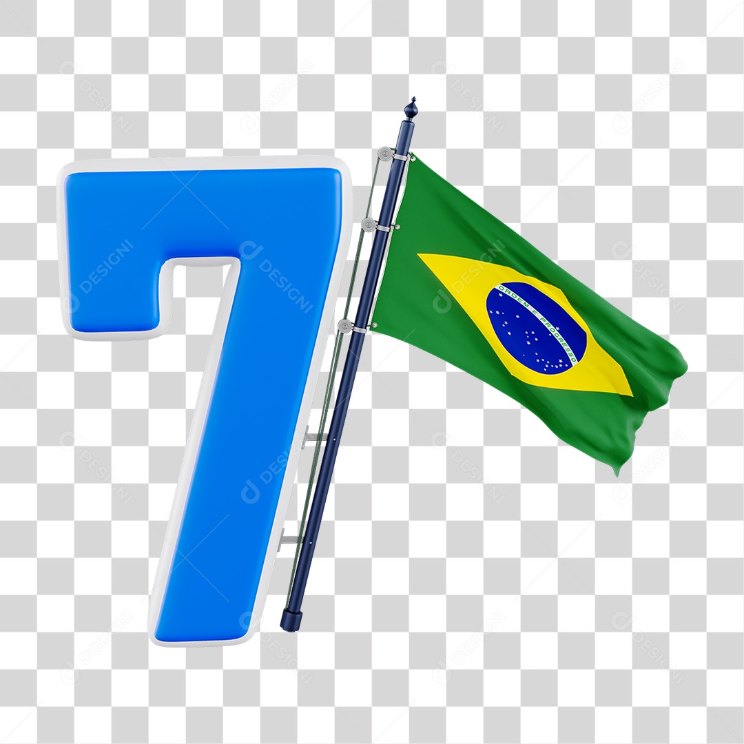 Elemento 3D 7 de Setembro para Composição PNG Transparente