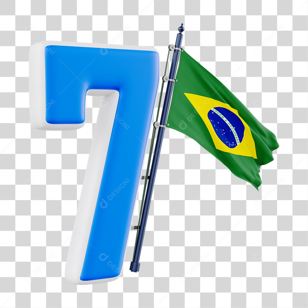 Elemento 3D 7 de Setembro para Composição PNG Transparente