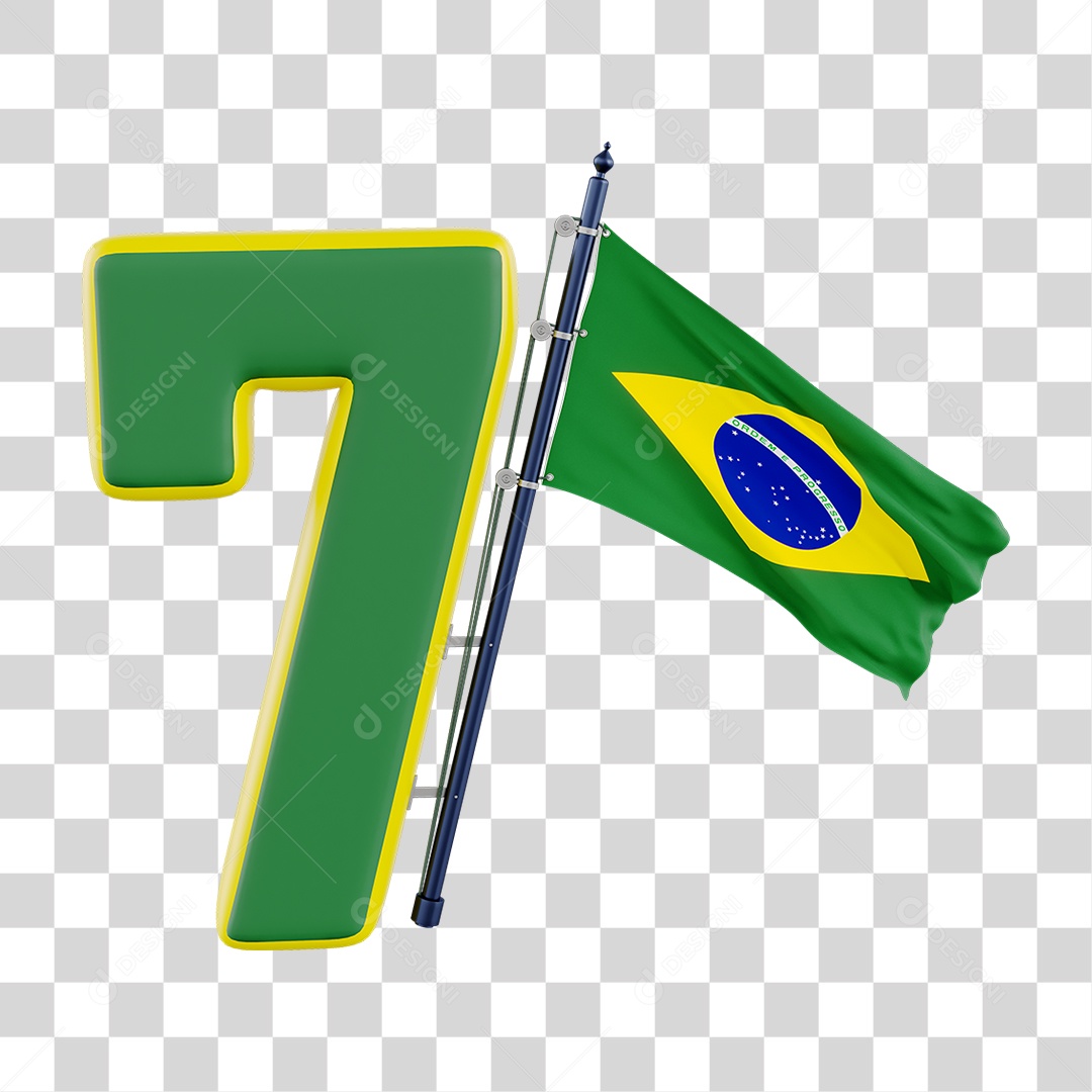 Elemento 3D 7 de Setembro para Composição PNG Transparente