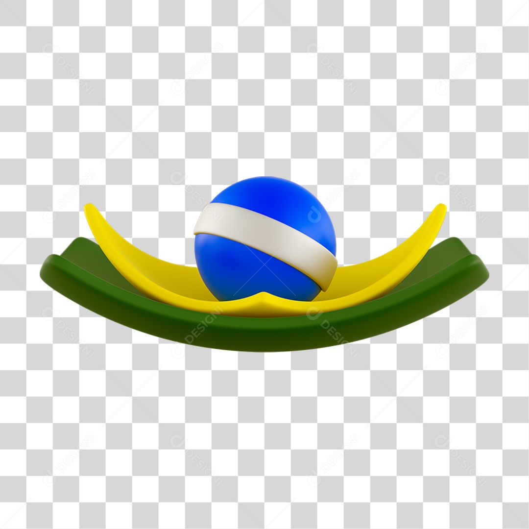 Elemento 3D Bandeira do Brasil Curvada para Composição PNG Transparente
