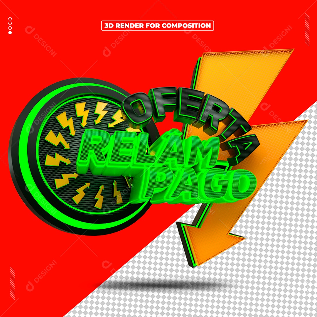 Selo 3D Oferta Relâmpago Para Composição PSD