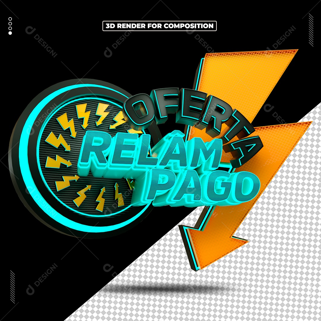 Selo 3D Oferta Relâmpago Para Composição PSD