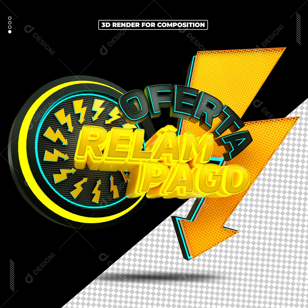 Selo 3D Oferta Relâmpago Para Composição PSD