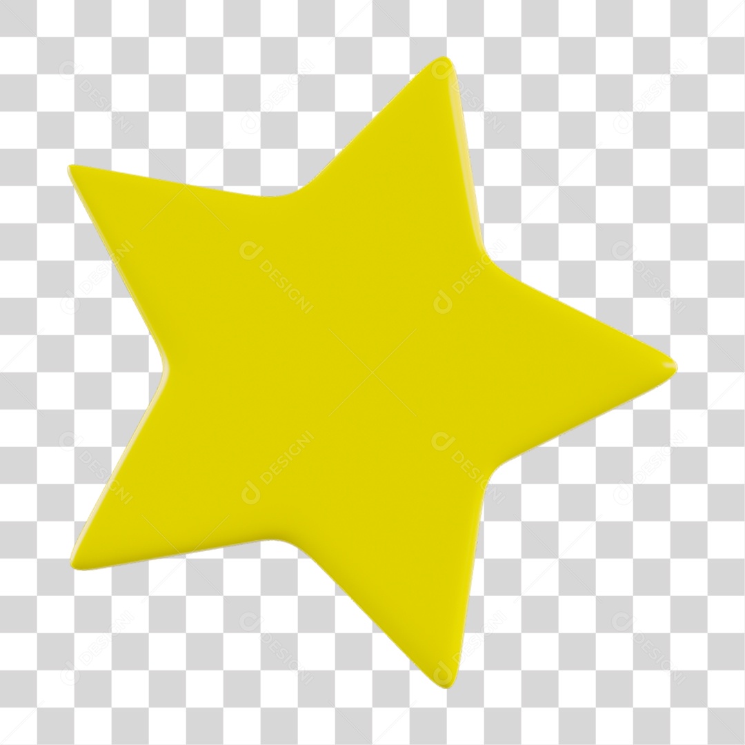 Elemento 3D Estrela Amarela para Composição PNG Transparente