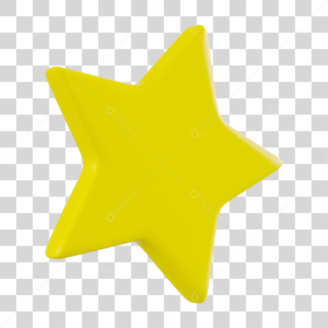 Elemento 3D Estrela Amarela para Composição PNG Transparente