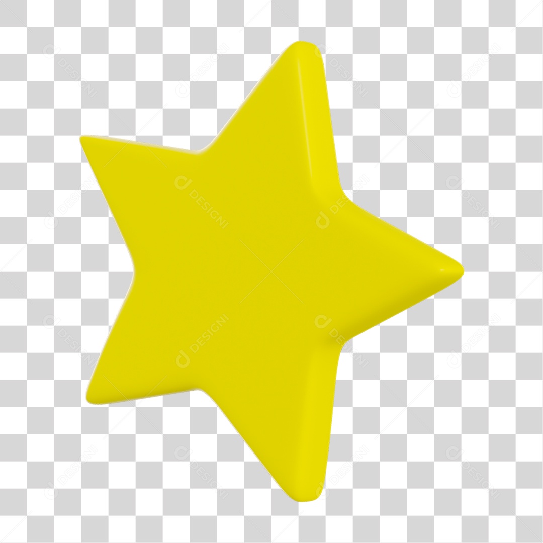 Elemento 3D Estrela Amarela para Composição PNG Transparente