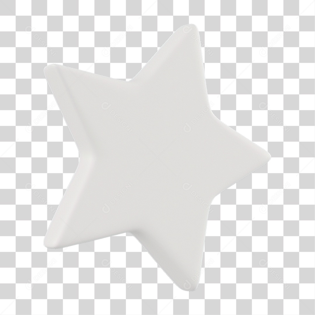 Elemento 3D Estrela Branca para Composição PNG Transparente