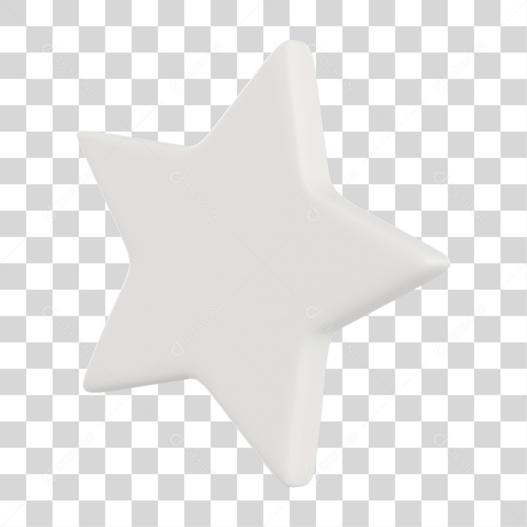 Elemento 3D Estrela Branca para Composição PNG Transparente