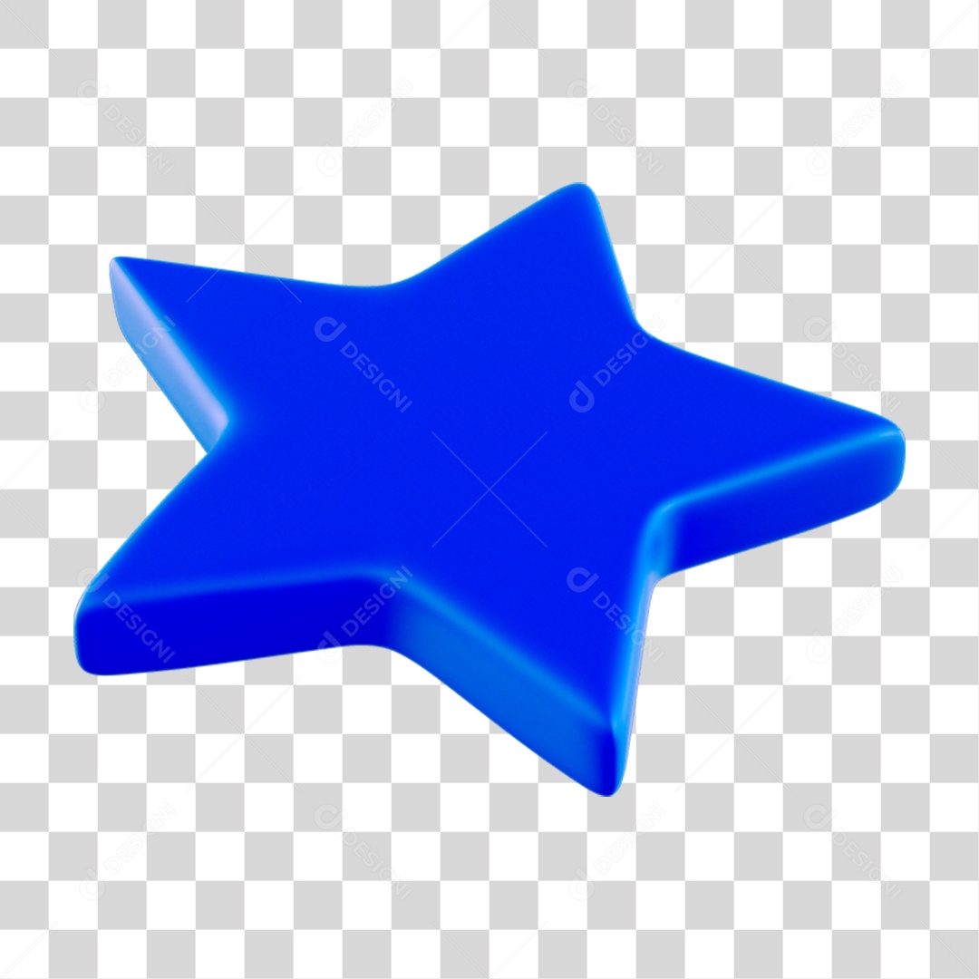 Elemento 3D Estrela Azul para Composição PNG Transparente