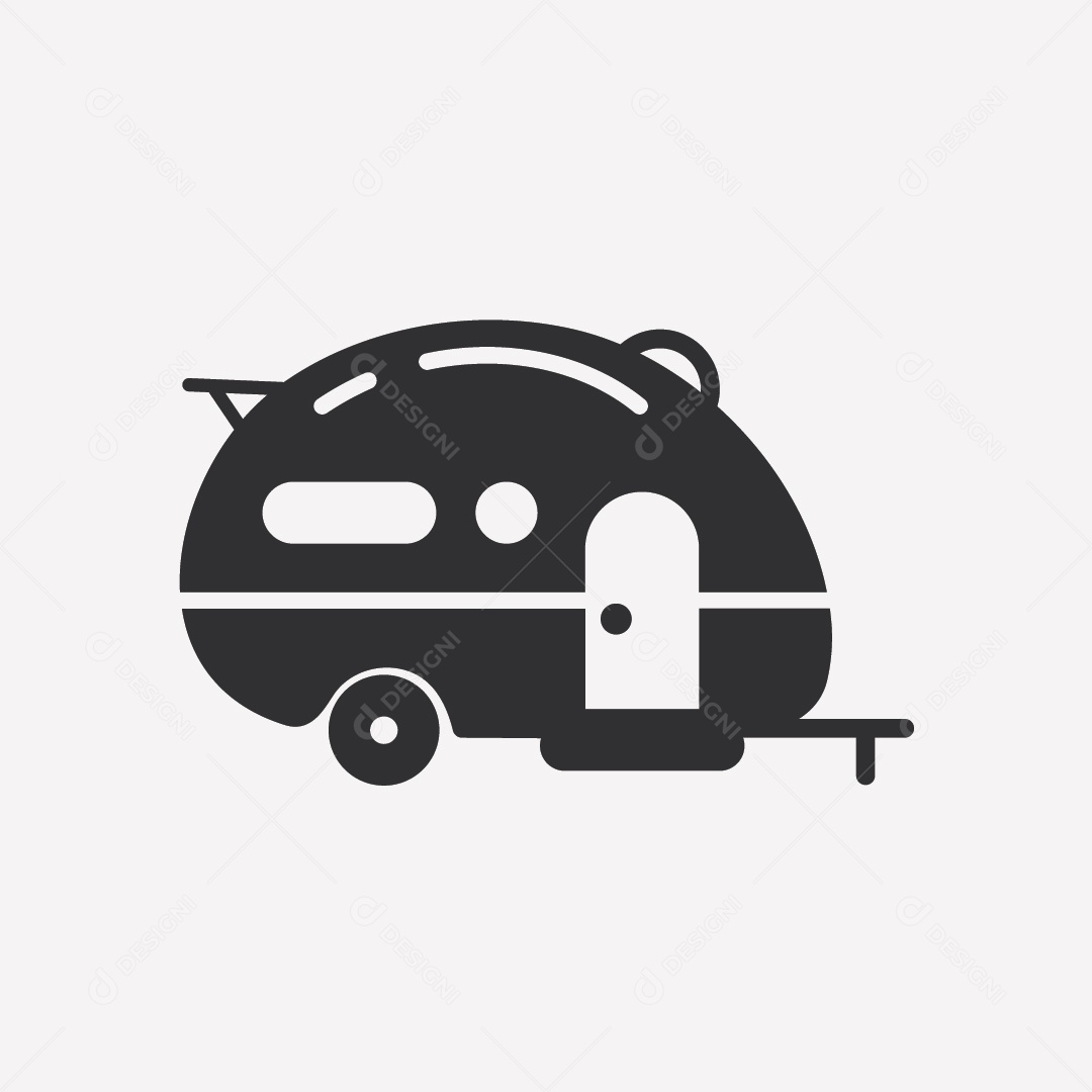 Carro Trailer Preto e Branco Ilustração Vetor EPS