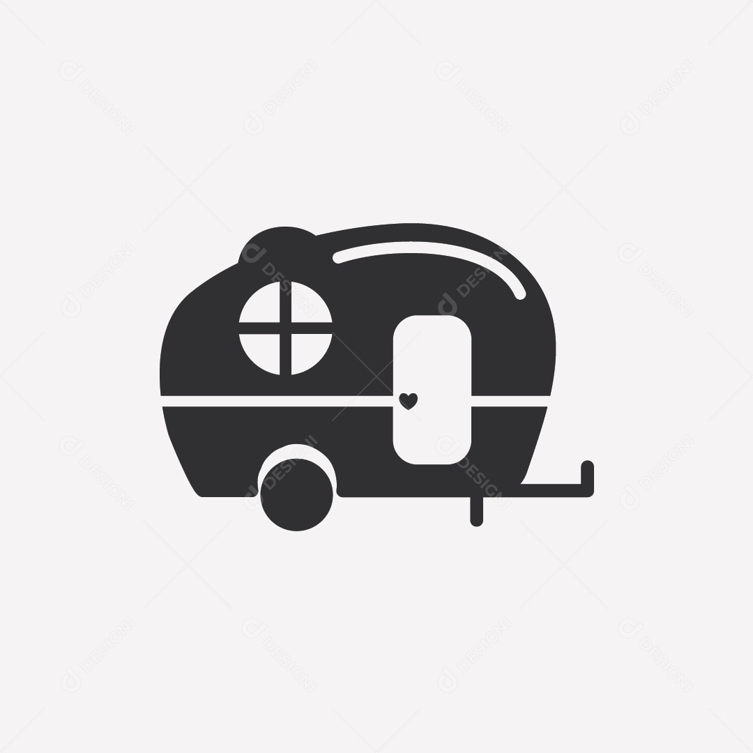 Carro Trailer Preto e Branco Ilustração Vetor EPS