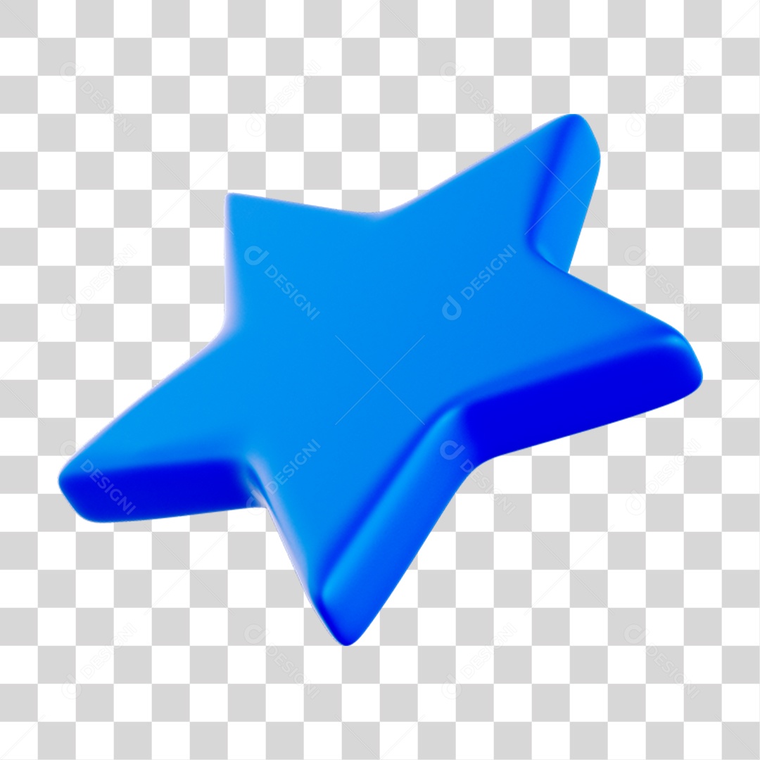 Elemento 3D Estrela Azul para Composição PNG Transparente