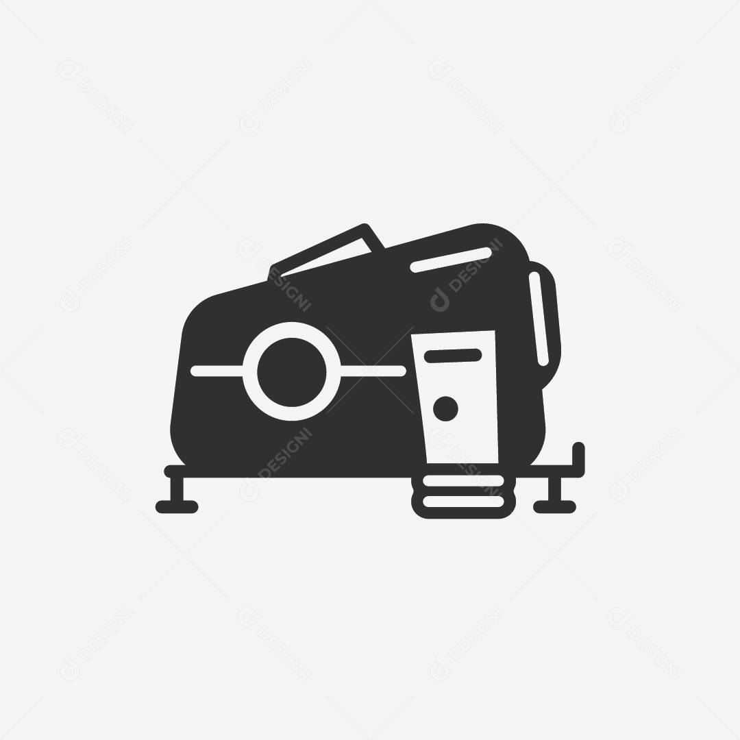 Carro Trailer Preto e Branco Ilustração Vetor EPS