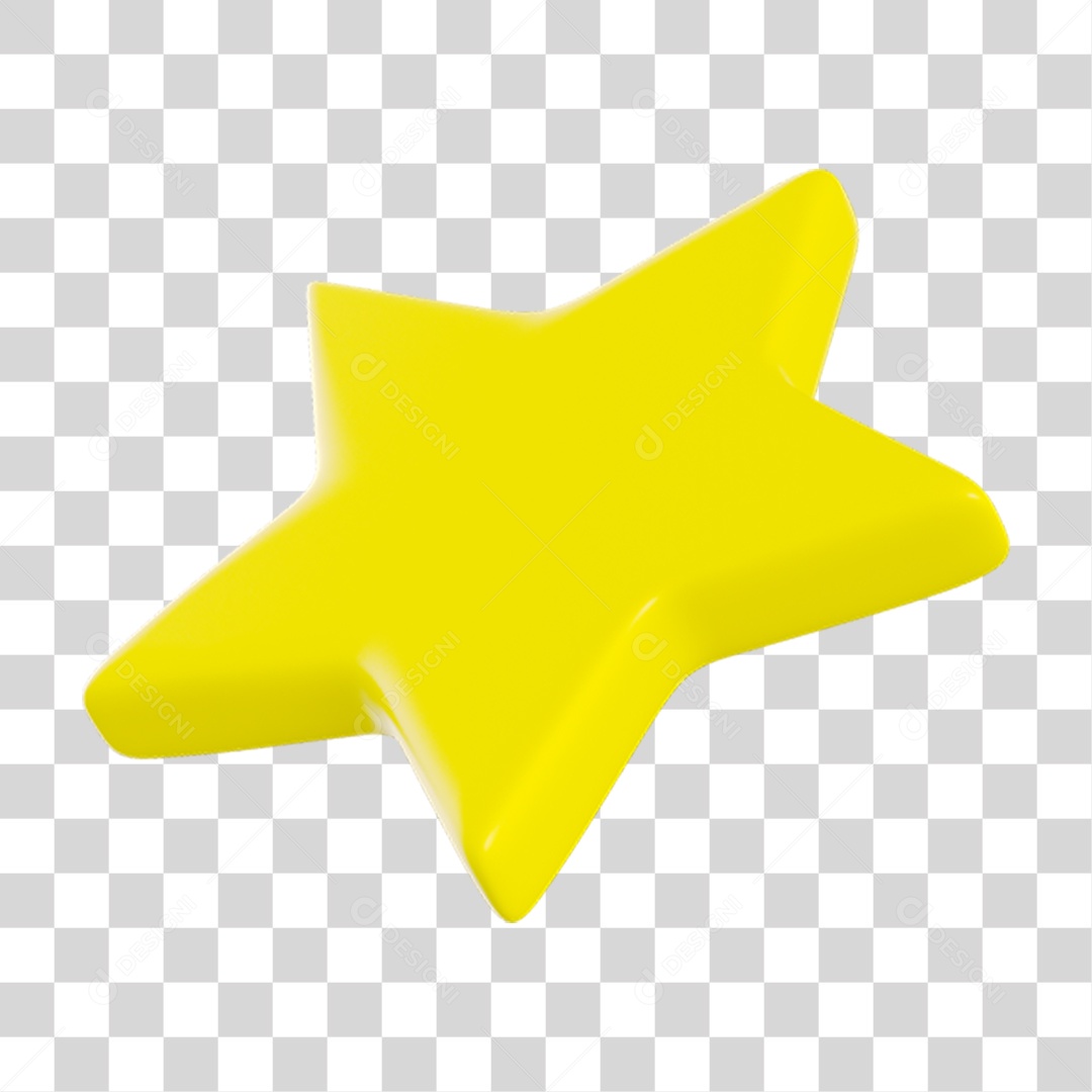 Elemento 3D Estrela Amarela para Composição PNG Transparente