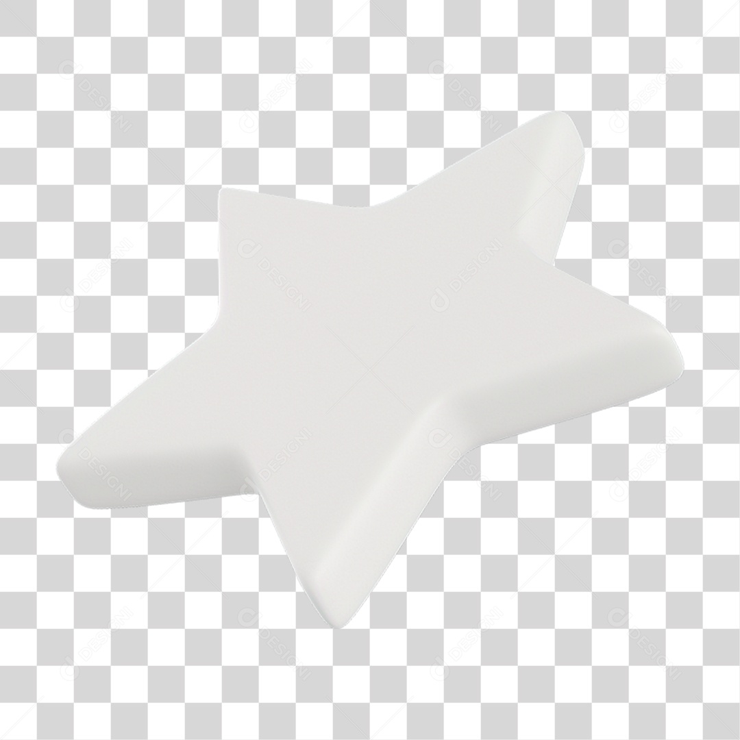 Elemento 3D Estrela Branca para Composição PNG Transparente