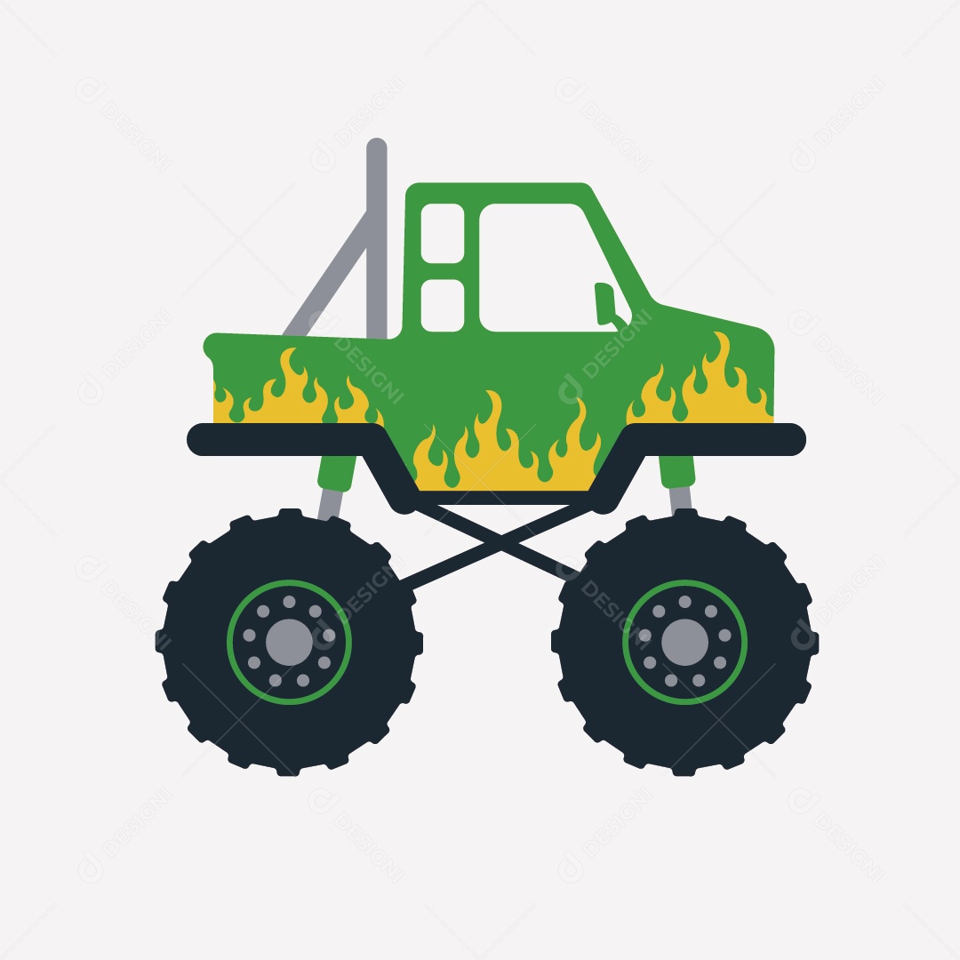 Caminhão Monstro Verde Ilustração Vetor EPS