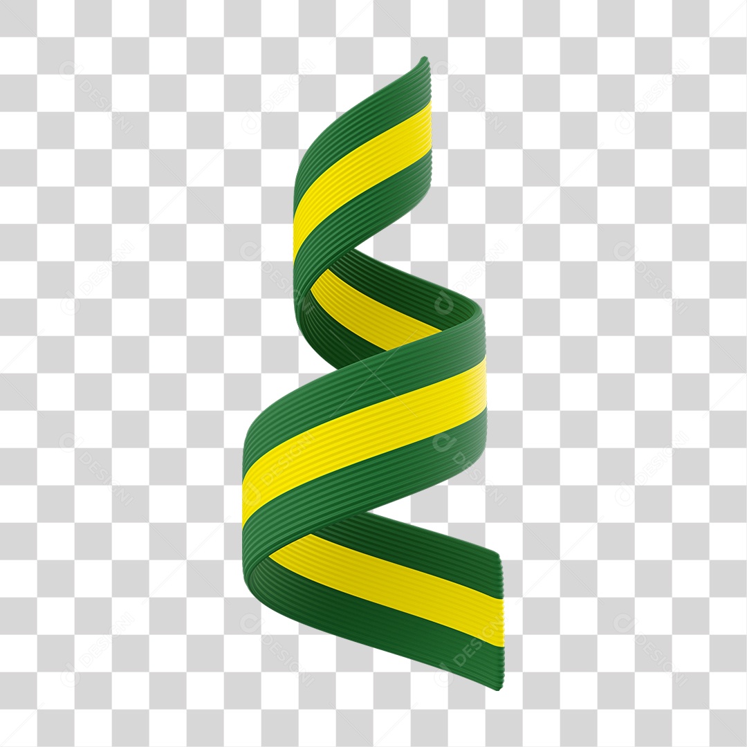 Elemento 3D Fitas Hélice Bandeira do Brasil para Composição PNG Transparente