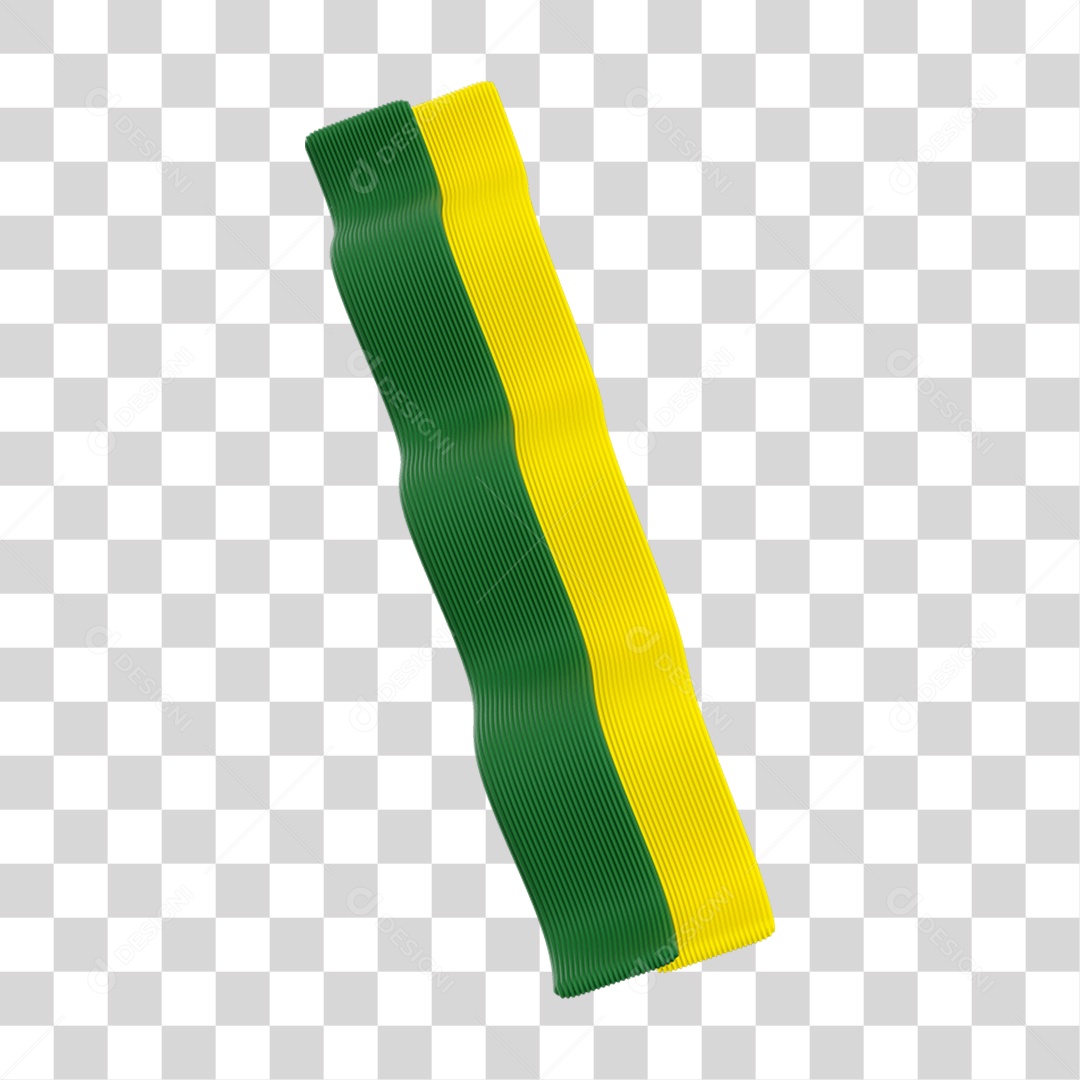 Elemento 3D Fitas Onduladas Bandeira do Brasil para Composição PNG Transparente