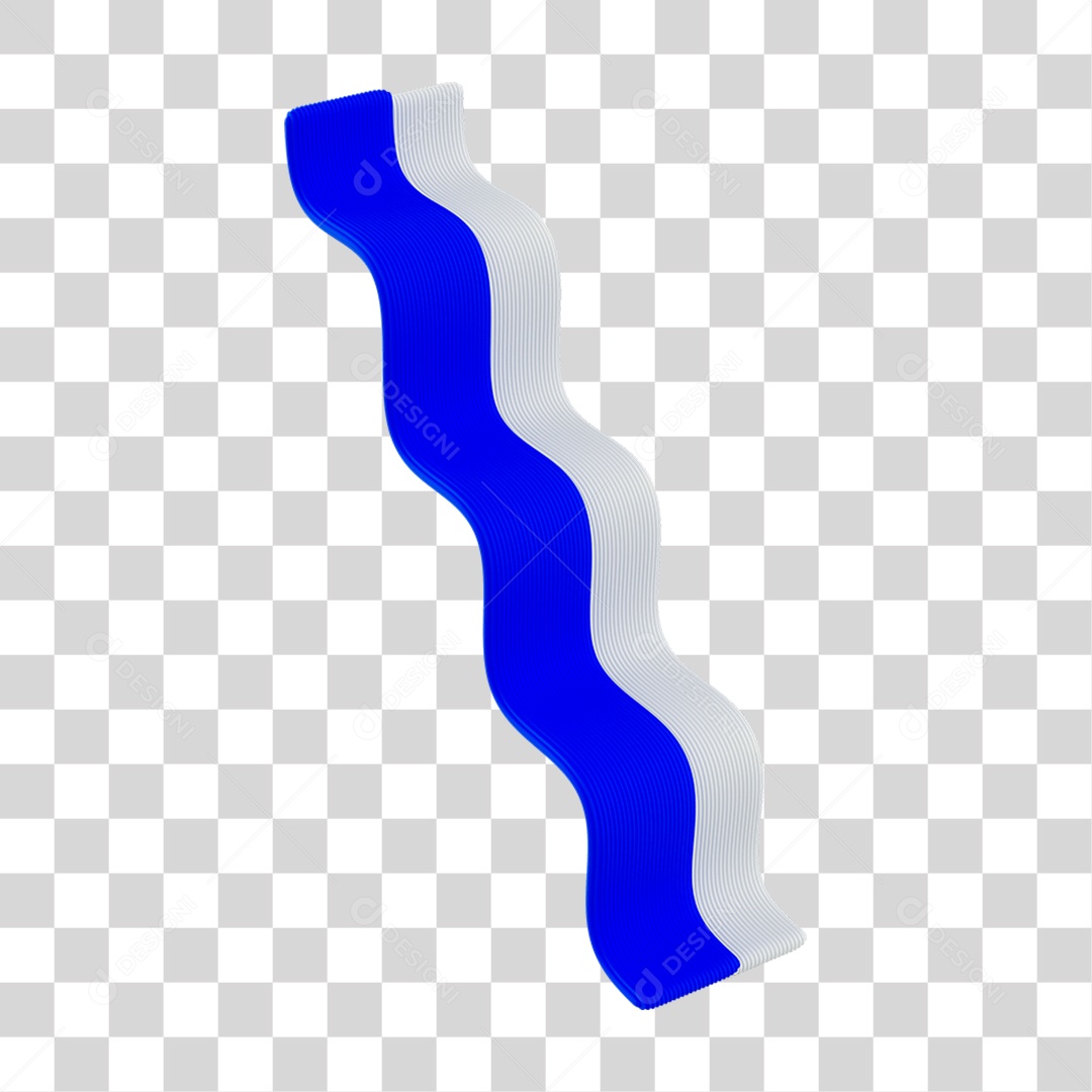 Elemento 3D Fitas Onduladas Bandeira do Brasil para Composição PNG Transparente